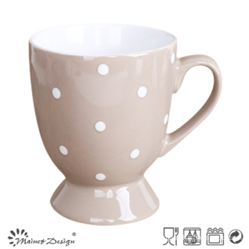 13oz Footed Mug Shinny Glaze with Dots Design